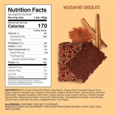 Mezcla Vegan Protein Bars Mexican Chocolate Candy back