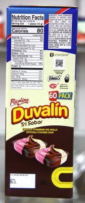 Tri Sabor Duvalin Mexican Candy – Hazelnut, Strawberry, and Vanilla - Back
